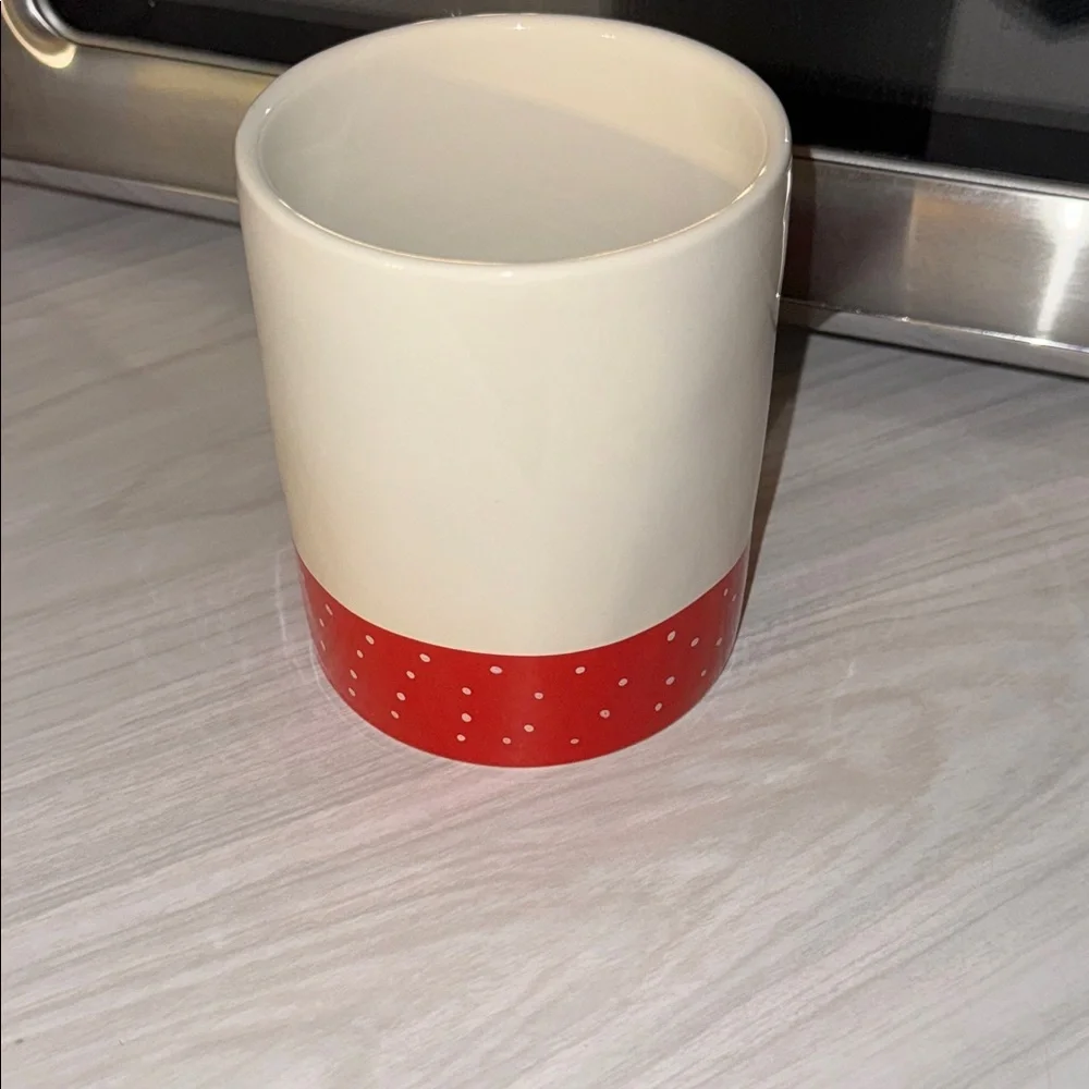 NWT Rae Dunn Ceramic Wht/Red Holiday Christmas 4.5” Canister Jar Holder JOY RARE